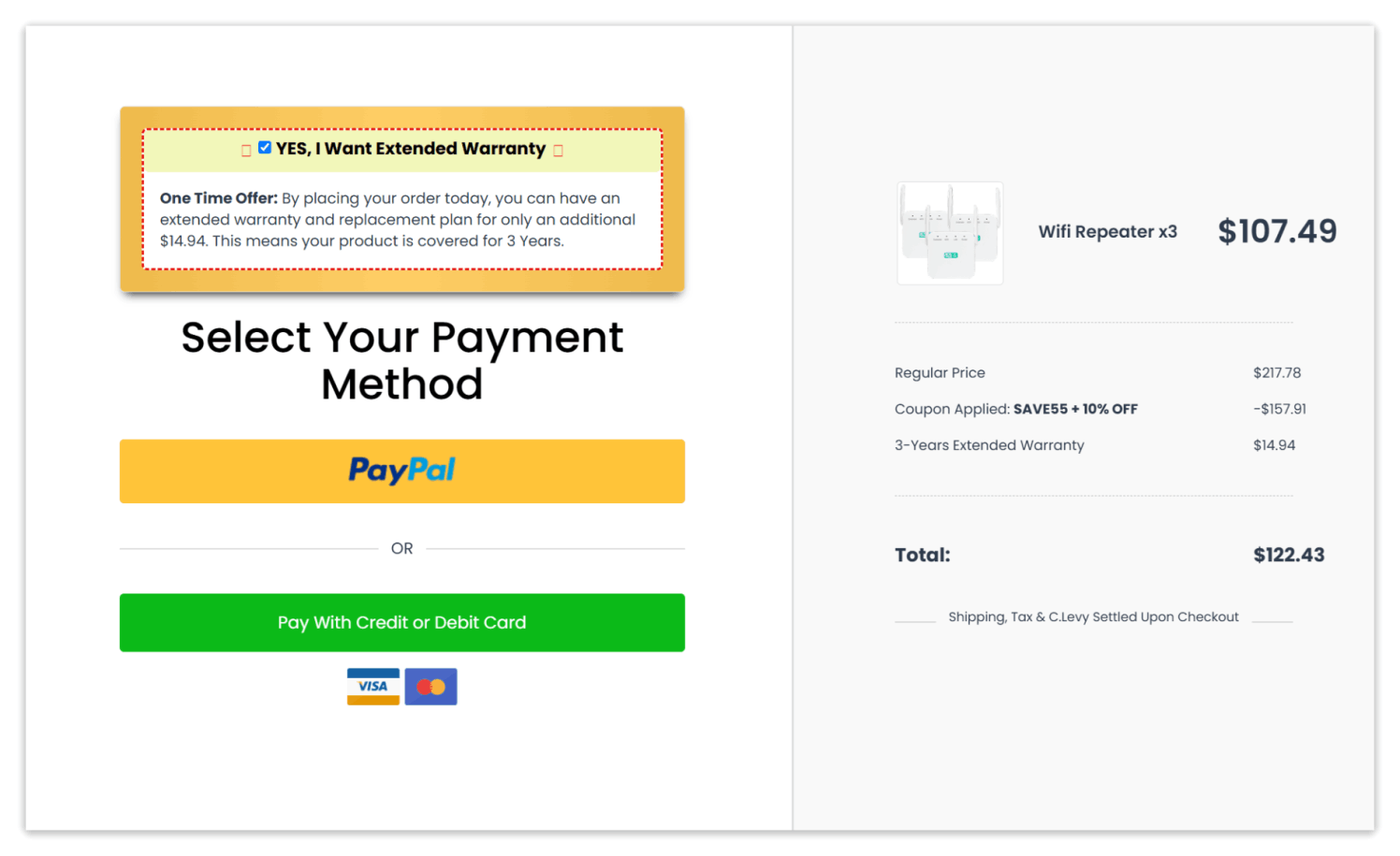 Swift Power Hub Wifi-Repeater secure checkout page